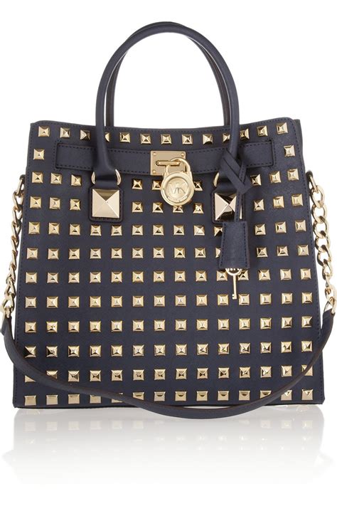 teal studded michael kors bag|michael kors leather tote.